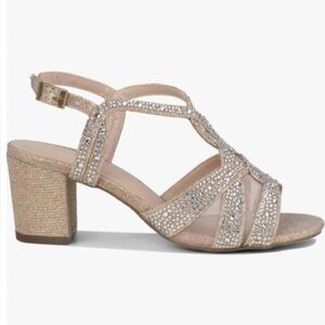 WIDE WIDTH  PARADOX LONDON NADIA BLOCK HEEL WOMENS SZ 6 W CHAMPAGNE GLIMMER